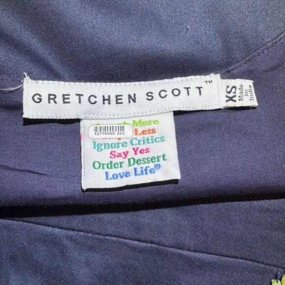 Gretchen Scott Navy Blue~Green Beaded Sleeveless Dress Size XS - Picture 10 of 12